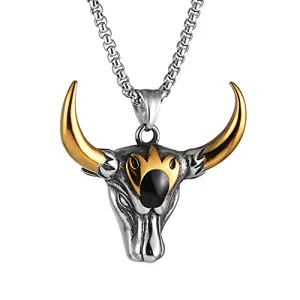 Vintage Buffalo Head Men's Stainless Steel Necklace