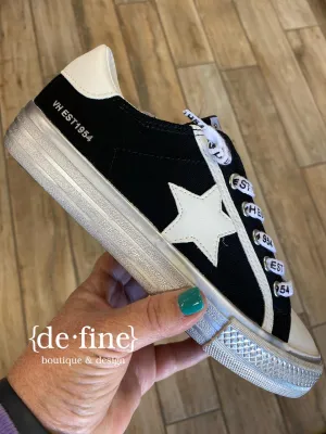 Vintage Havanas Black and White Star Sneakers