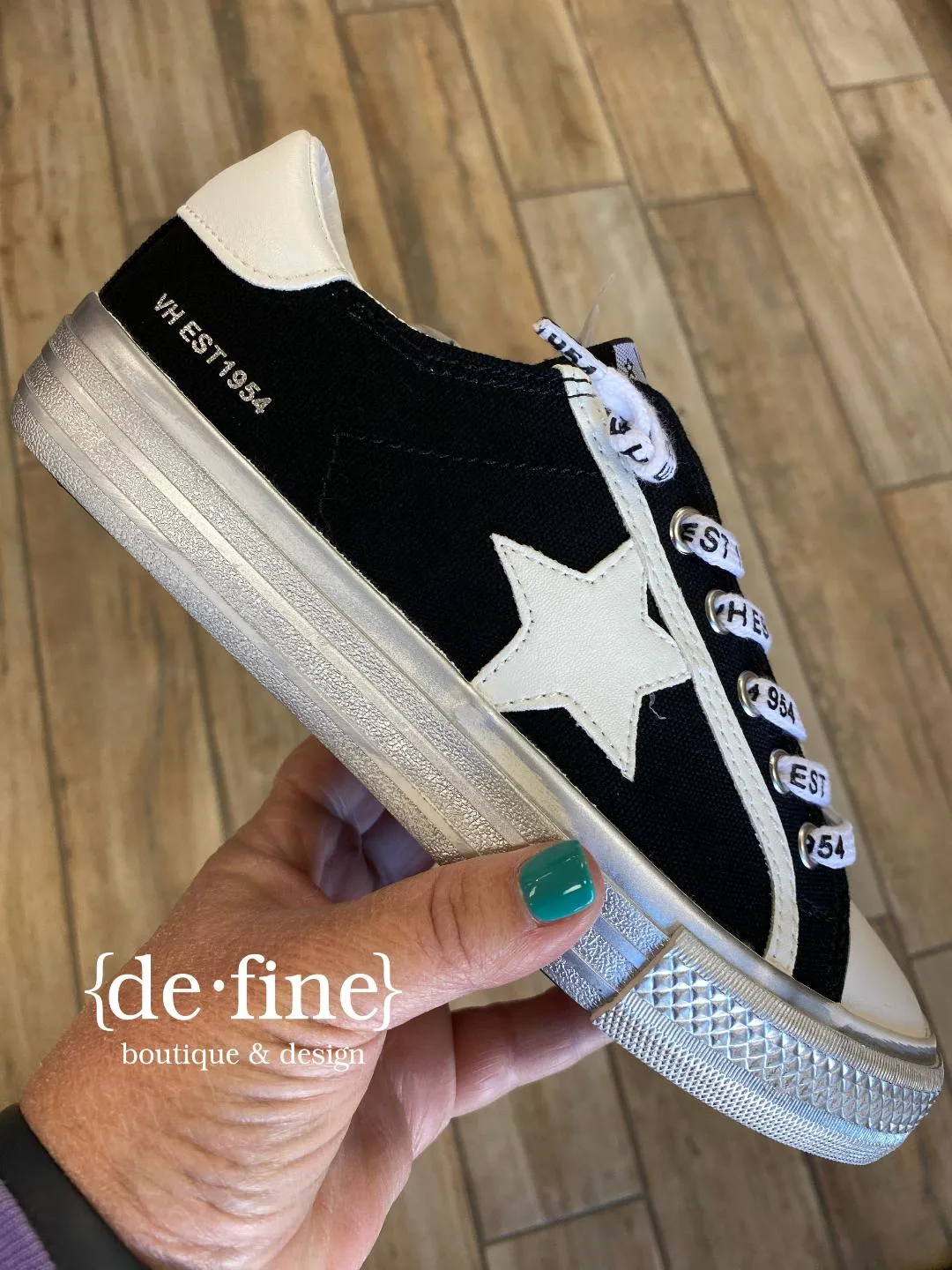 Vintage Havanas Black and White Star Sneakers
