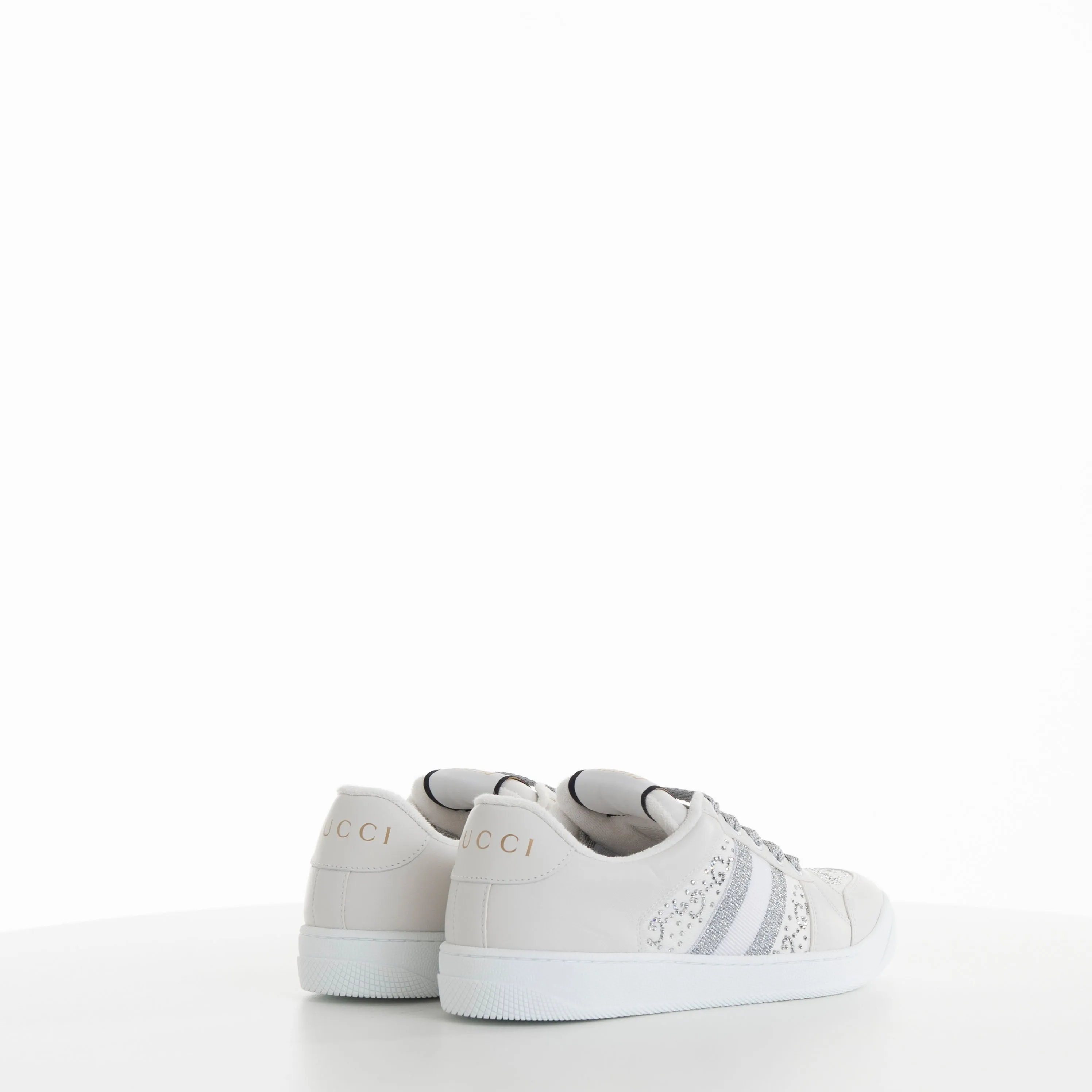 White Grey Women Screener Leather Sneakers