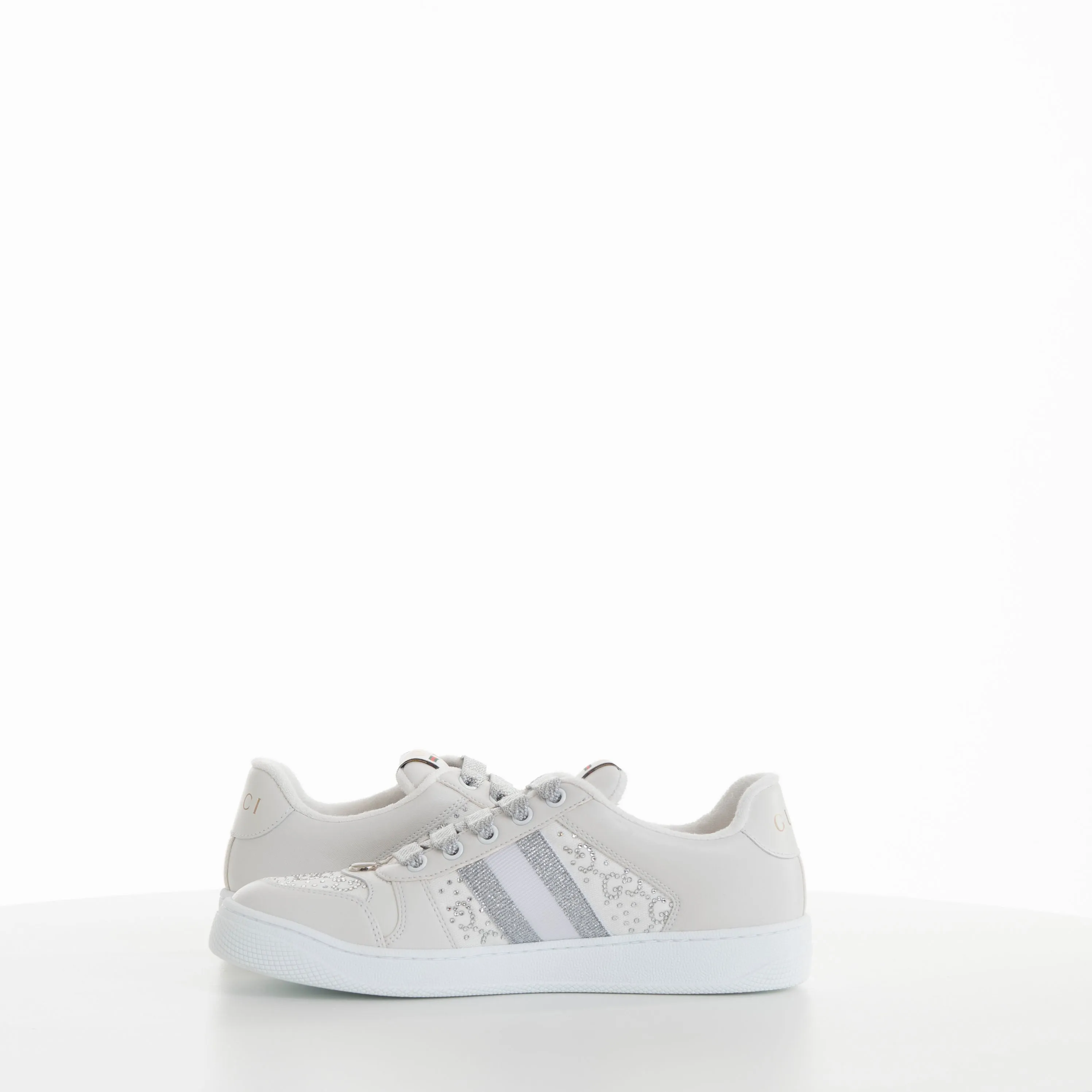 White Grey Women Screener Leather Sneakers