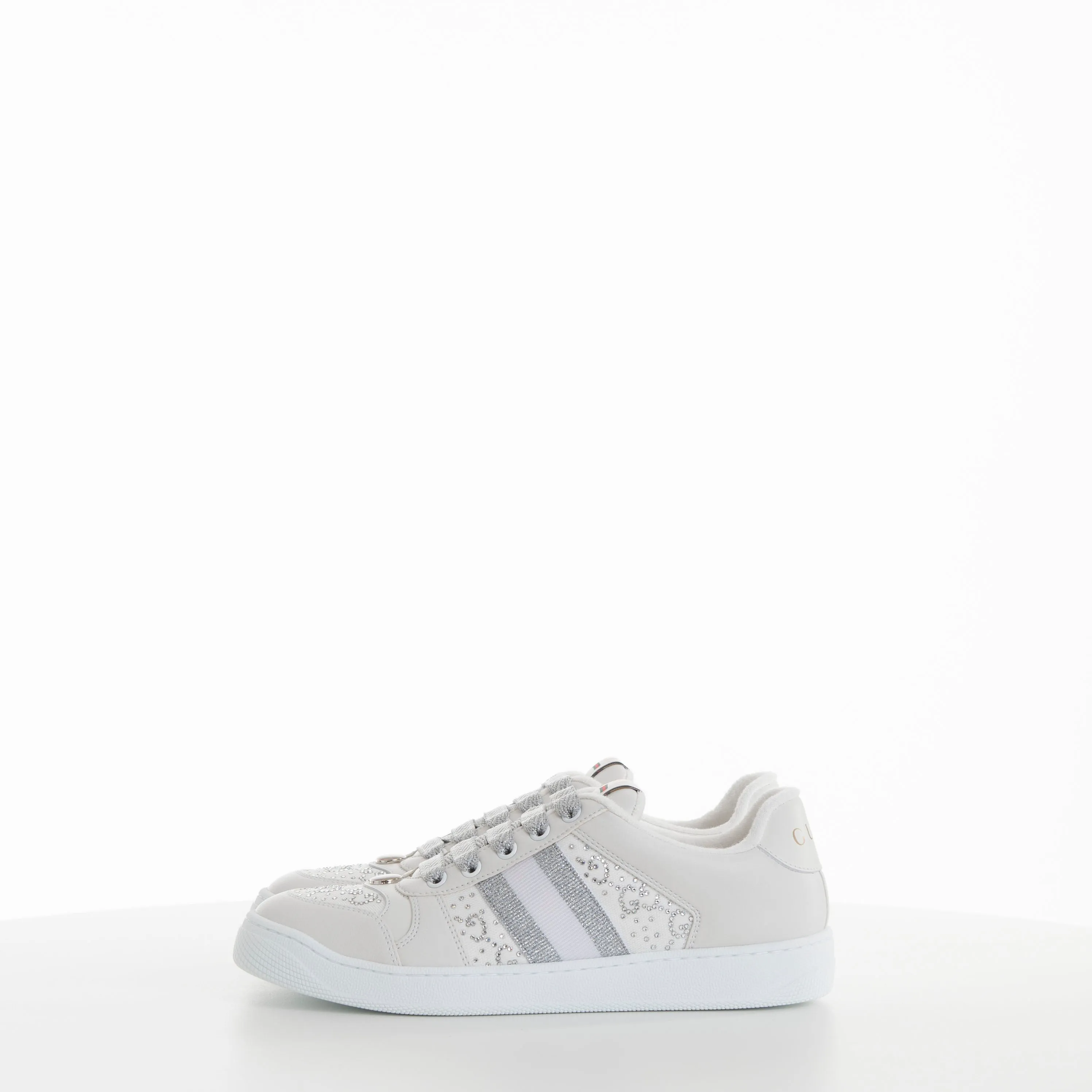 White Grey Women Screener Leather Sneakers