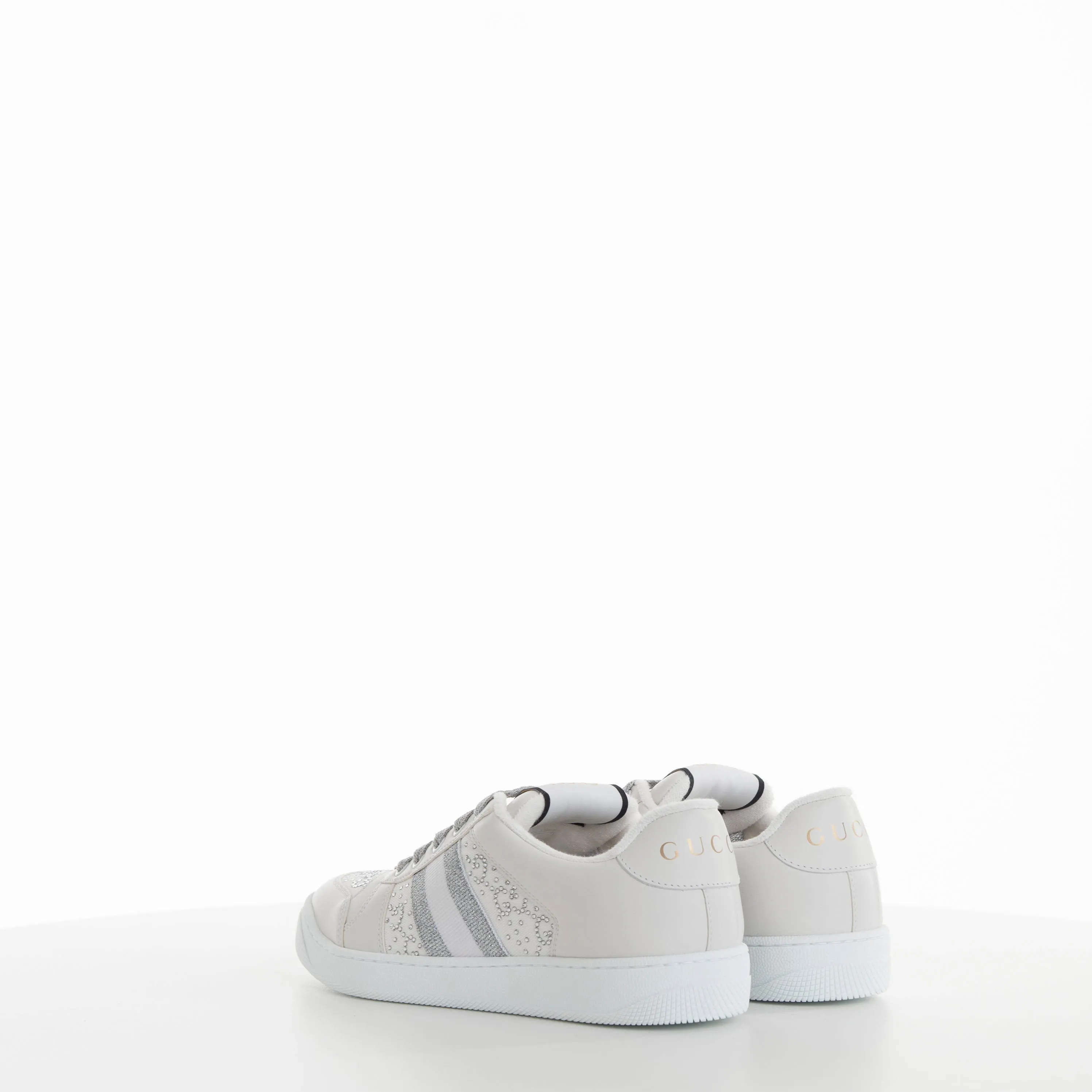 White Grey Women Screener Leather Sneakers