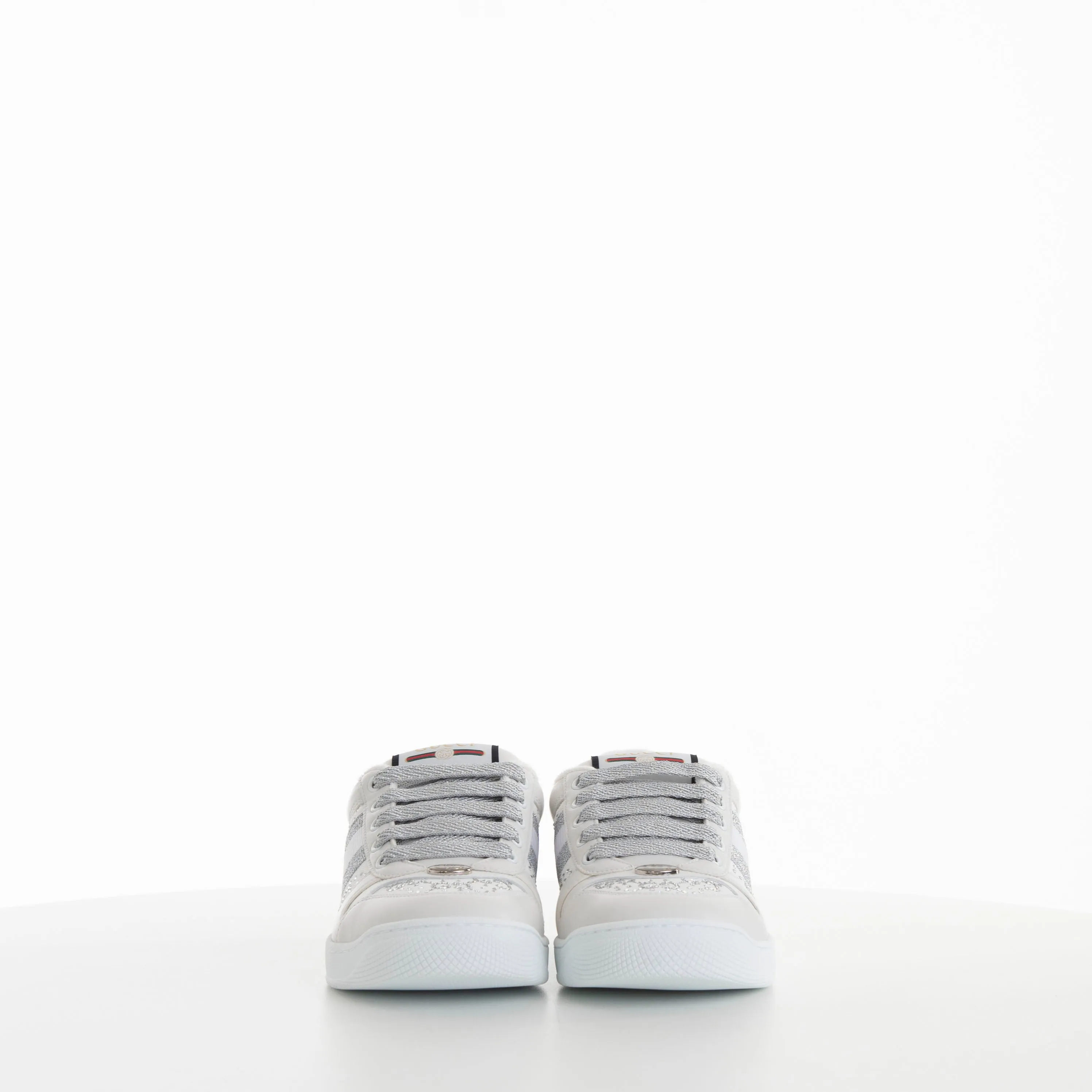 White Grey Women Screener Leather Sneakers