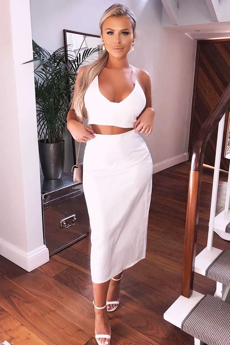 White Satin Lace Up Plunge Triangle Bralet - Tabby
