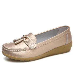 Women Big size 4.5-12 Genuine leather Slip on shoes for Women Loafers