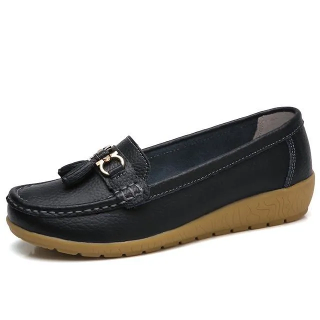 Women Big size 4.5-12 Genuine leather Slip on shoes for Women Loafers