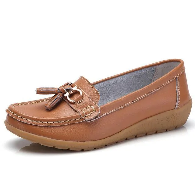 Women Big size 4.5-12 Genuine leather Slip on shoes for Women Loafers