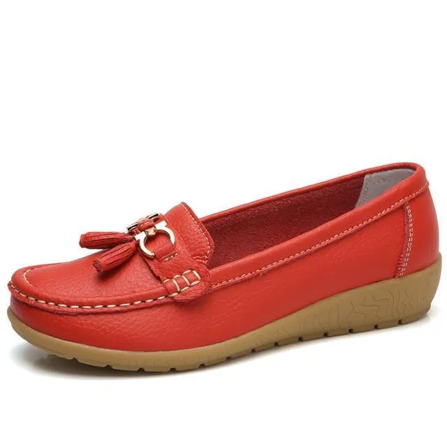 Women Big size 4.5-12 Genuine leather Slip on shoes for Women Loafers