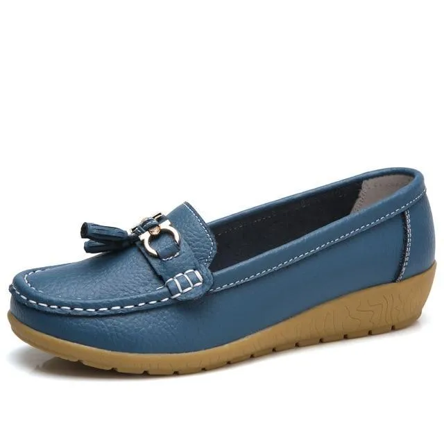 Women Big size 4.5-12 Genuine leather Slip on shoes for Women Loafers