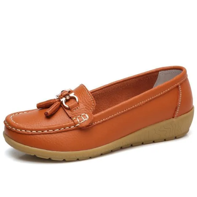 Women Big size 4.5-12 Genuine leather Slip on shoes for Women Loafers