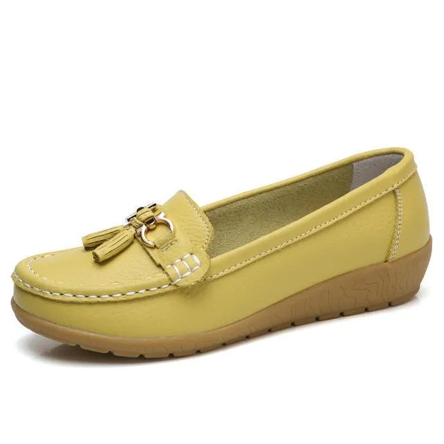 Women Big size 4.5-12 Genuine leather Slip on shoes for Women Loafers