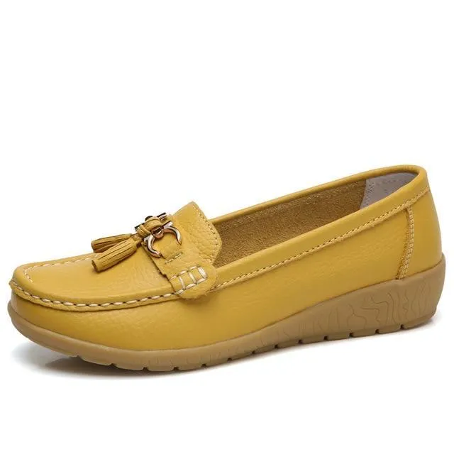 Women Big size 4.5-12 Genuine leather Slip on shoes for Women Loafers