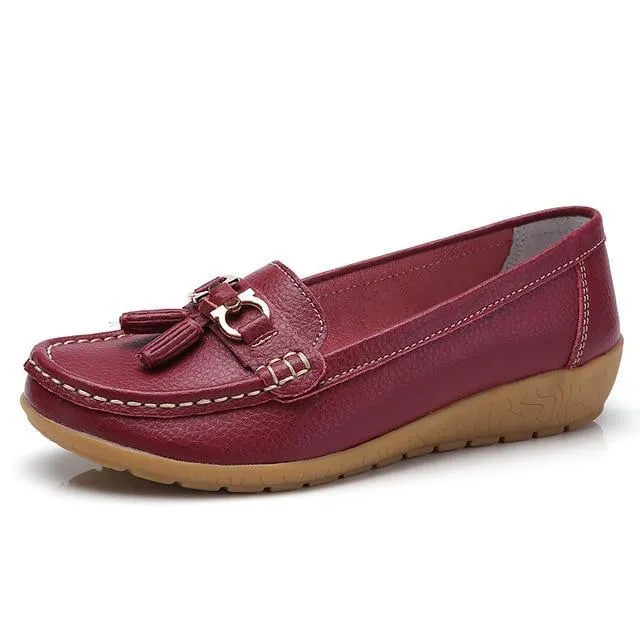 Women Big size 4.5-12 Genuine leather Slip on shoes for Women Loafers