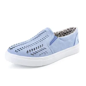 Women Cut-outs Elastic Band Shoes Female Flock Slip-on Shallow Breathable Flat Casual Shoes