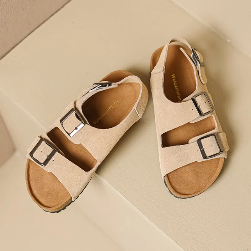 Women's Genuine Leather Thick Sole Sandals One-strap Retro Shoes