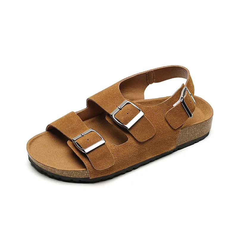 Women's Genuine Leather Thick Sole Sandals One-strap Retro Shoes