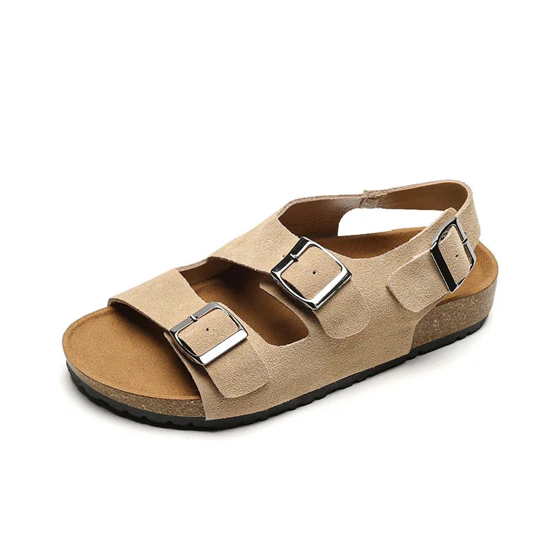 Women's Genuine Leather Thick Sole Sandals One-strap Retro Shoes