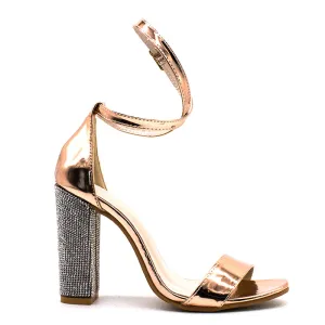 Women's Lace Up Ankle Strap Fashion High Square Heels - Golden,Black