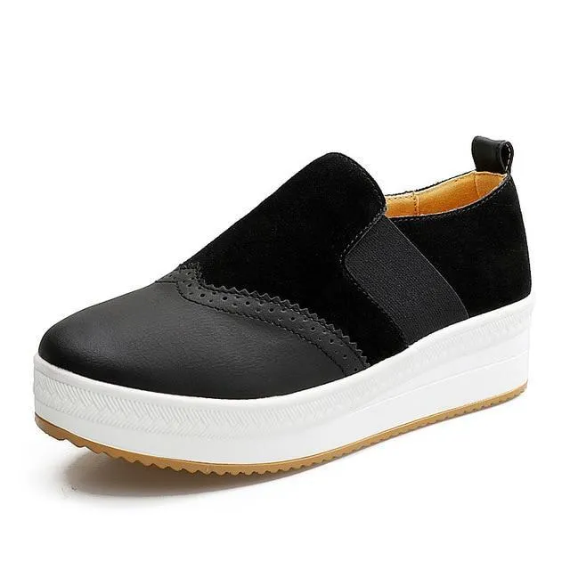 Women's Platform Shoes Ultra Light Shoes Thick Bottom Internal Increase Suede Outdoors Slip on Flat Shoes