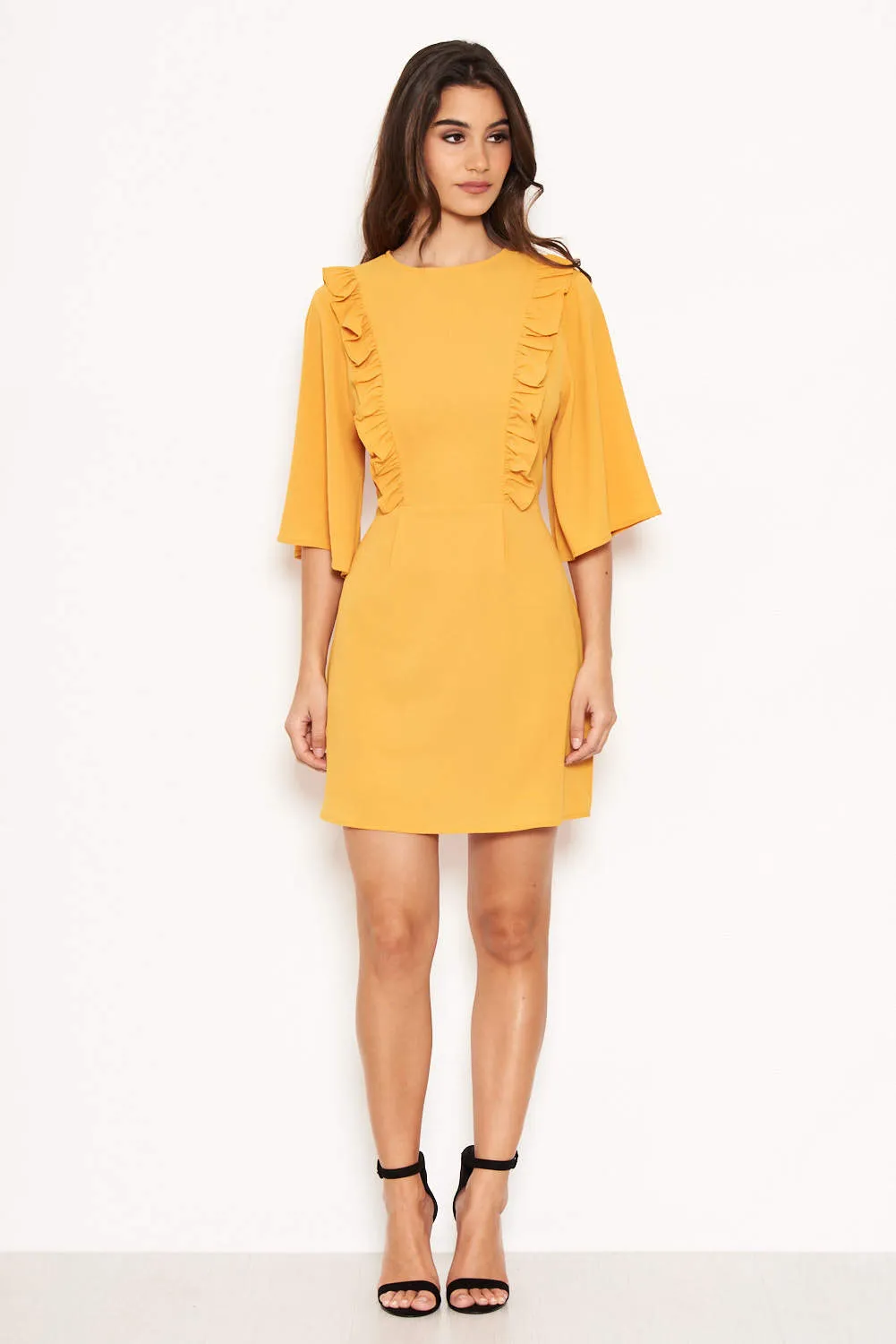Yellow Frill Front Dress