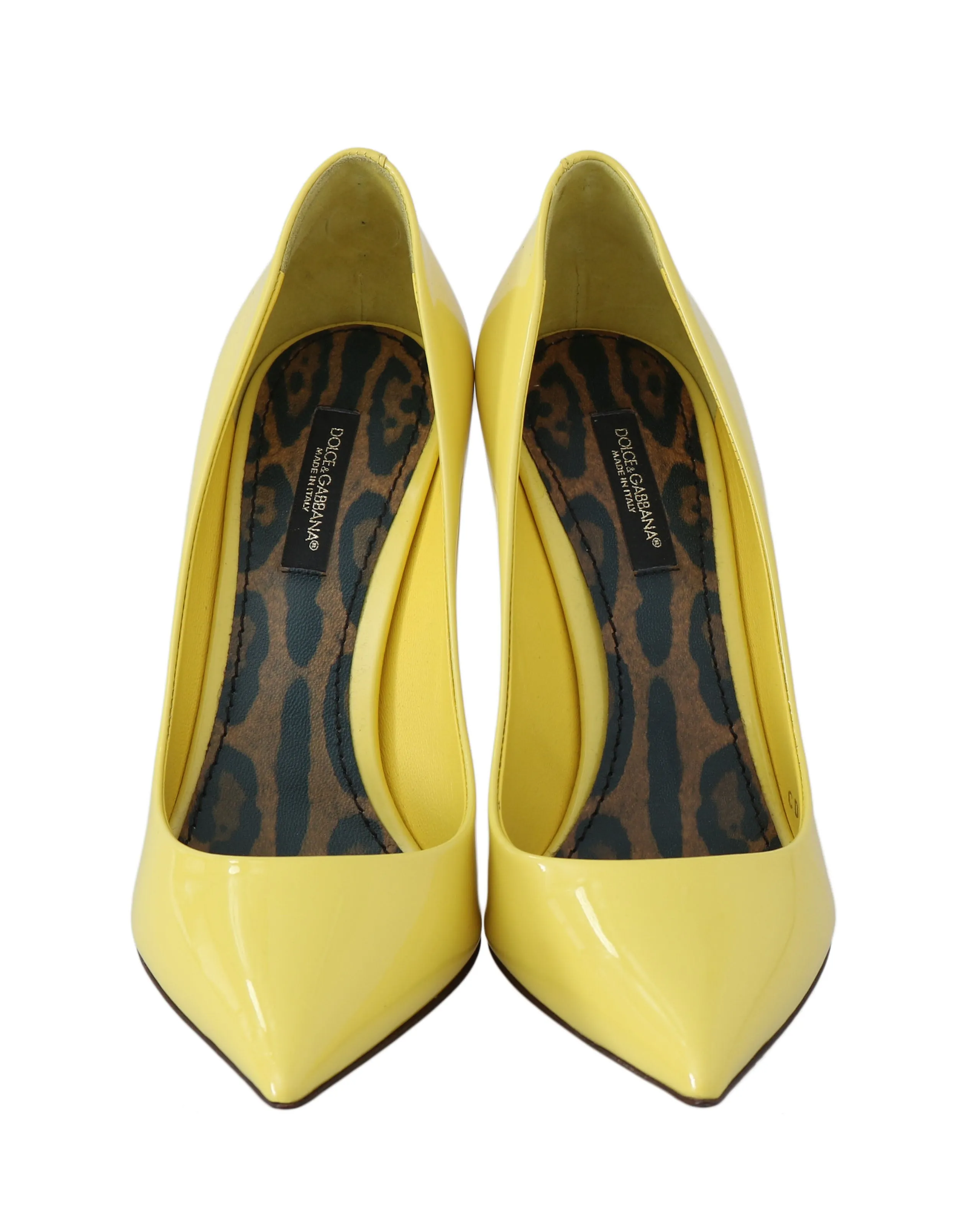 Yellow Leather Stiletto Heels Pumps