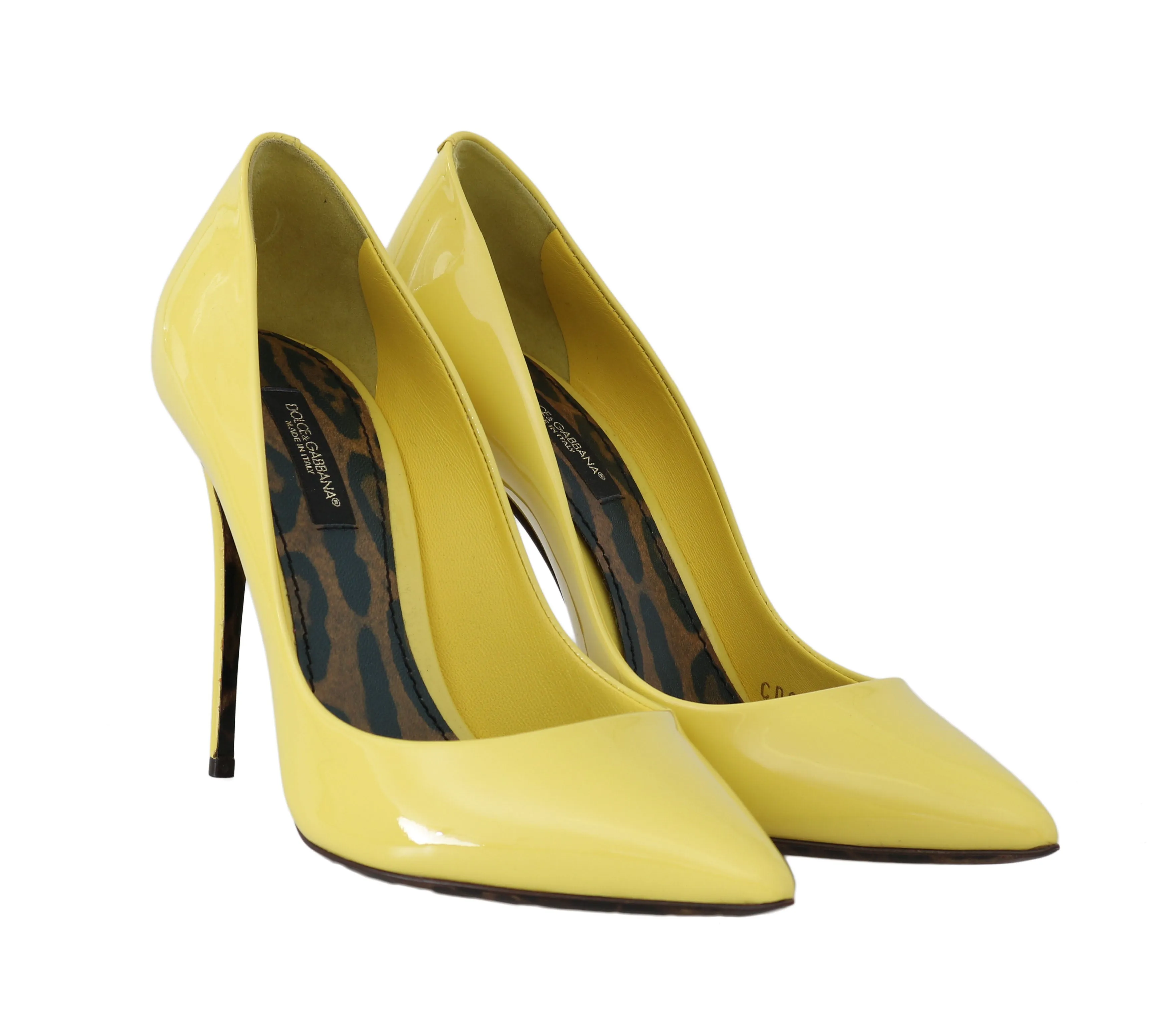 Yellow Leather Stiletto Heels Pumps