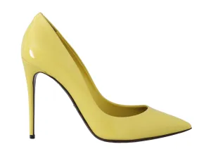 Yellow Leather Stiletto Heels Pumps