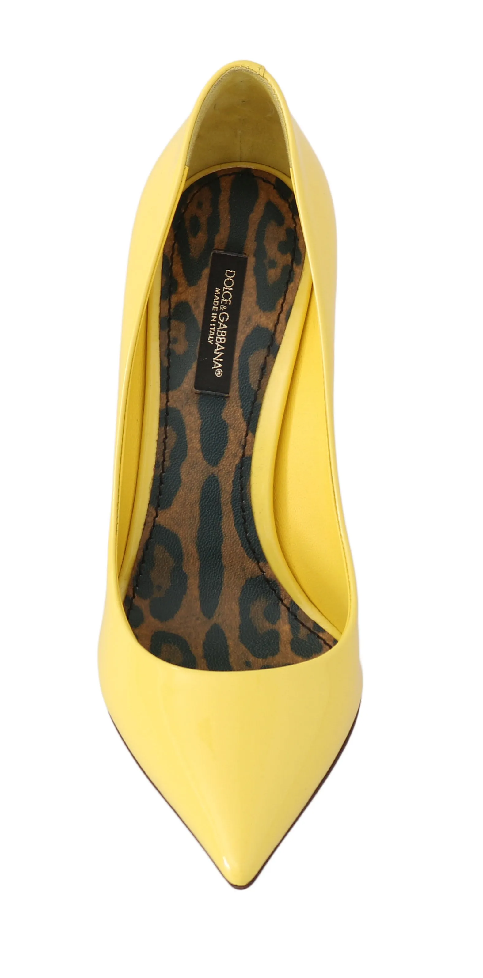 Yellow Leather Stiletto Heels Pumps