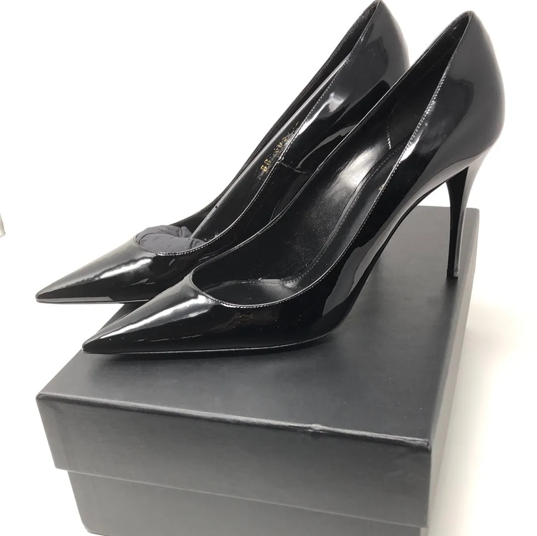 YSL Black Patent Leather Pointed Toe Heel 'Vernice Chiffon'